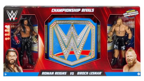 WWF/WWE Championship Rivals Roman Reigns vs. Brock Lesnar Actionfiguren-Set mit Universal-Meisterschaftsgürtel von Mattel