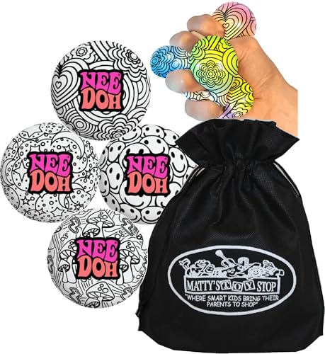 Nee Doh Press-Doh...Groovy Magic Color Squeeze Globs! Squishy, Squeezy, Popping, Stretchy Stress Fidget Balls Komplettes Geschenkset, Party-Bündel mit Aufbewahrungstasche, 4 Stück von Matty's Toy Stop