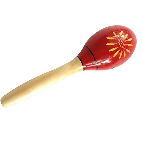 Hölzerne Maracas Klappert Handgefertigte Musikinstrumente für Musikalische Spaßpartys Carnivals (Lange rote Geschnitzte Blumen) von Matybobe