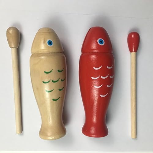 Holzfische Form Percussion Instrument Bildungsspielzeug für Kinder Musik Klassenzimmer Kindergarten Massivholz von Matybobe