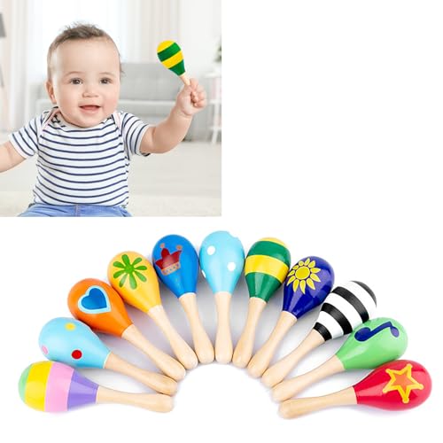 Kid Maracas Shaker Rassel Percussion Instrument für Kinder Holzunterrichtsspielzeug von Matybobe