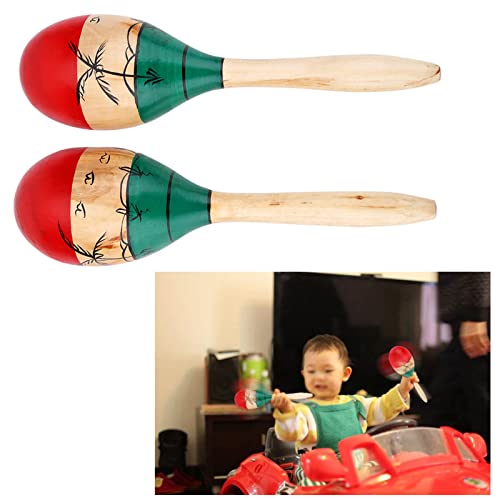 Matybobe Hölzerne Maracas Bildungsmusikinstrument Spielzeug für Kinder Farbenfrohe Muster Sicherer Haltbarer Unterhaltung Großer Größe 25 cm von Matybobe