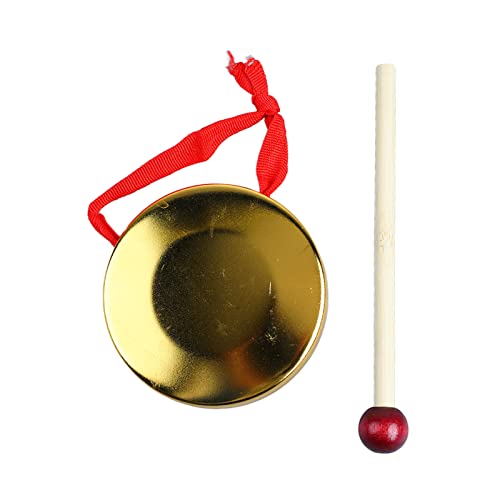 Tragbares Mini-Handgong-Musikinstrument, Outdoor-Spielzeug mit Schlägel für Chinesische Percussion, Eisen, Holz, Geeignet für Kinder und Erwachsene (9cm) von Matybobe