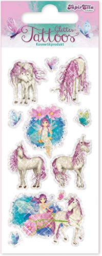 10 Glitzer-Tattoos * Elfe mit Einhorn * als Geschenk oder Mitgebsel | 49047 | Einhörner Tattoo Kindertattoo Kinder Geburtstag von Lutz Mauder