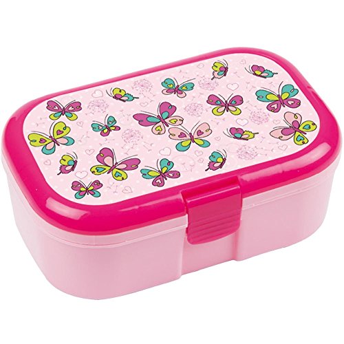 Lutz Mauder Brotdose, Lunchbox SCHMETTERLINGE mit Obst- und Gemüsefach, spülmaschinengeeignet, BPA-frei für Kinder und Erwachsene | 10642, Rosa Butterfly von Lutz Mauder