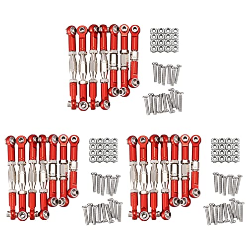 Mauedest 3X für 144001 1/14 RC Auto Ersatzteile Metallverbindung Servo Spurstange Lenkstange Set Lenkung, Rot von Mauedest