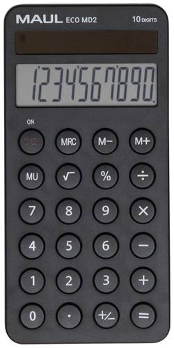 Maul ECO MD 2 Taschenrechner Schwarz Display (Stellen): 10solarbetrieben (B x H x T) 72 x 147 x 13mm von Maul