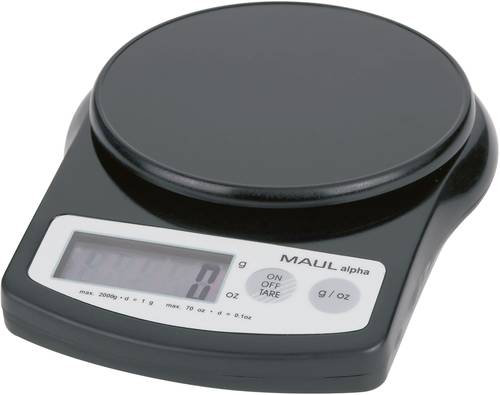 Maul MAULalpha 2000G Briefwaage Wägebereich (max.) 2kg Ablesbarkeit 1g batteriebetrieben Schwarz von Maul