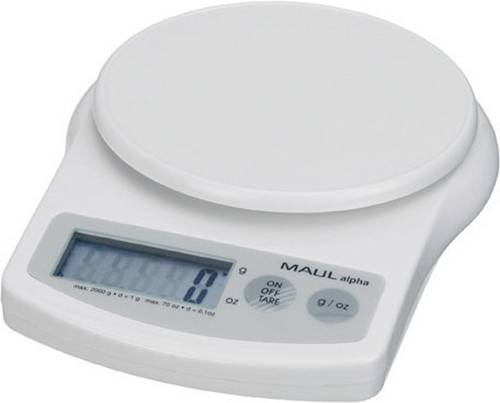 Maul MAULalpha 2000G Briefwaage Wägebereich (max.) 2kg Ablesbarkeit 1g batteriebetrieben Weiß von Maul