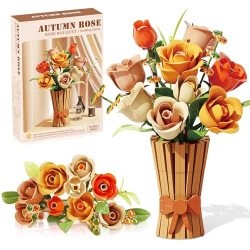 Mavo brix Icons Rosenstrauß Blumen Set für Erwachsene, kompatibel mit Lego Blumen, künstliche Blumen Basteln mit Home Deko, Geschenk für Partner, Freundin oder Freund von Mavo brix