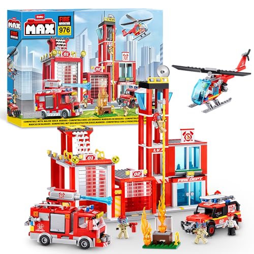 Max Build More 83165 (976 Teile) Fire Station MAX Adventure Spielset Feuerwache Bausteine Spielzeug für Kinder ab 5 Jahren Fahrzeuge Auspacken Entdecken von Max Build More