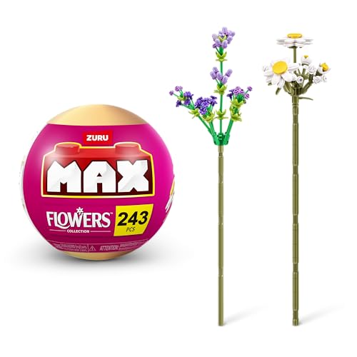 MAX Premium Flowers Building Bricks Collection (up to 243 Pieces, 2 Flowers per Capsule, 10 to Collect). (Common Daisy and Lavender, 1 Capsule) von Max Build More