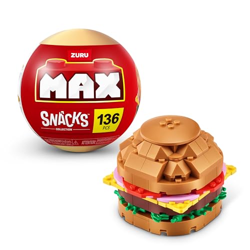 MAX Premium Snacks Bausteine, Burger (bis zu 200 Teile, 6 zum Sammeln). Bausteine für Teenager, Erwachsene und Sammler. Baue, sammle und präsentiere deine Sammlung an leckeren Snacks! von MAX