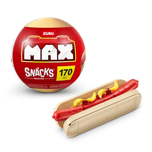 MAX Premium Snacks Bausteine,Hotdog(bis zu 200 Teile, 6 zum Sammeln). Bausteine für Teenager, Erwachsene und Sammler. Baue, sammle und präsentiere deine Sammlung an leckeren Snacks! von MAX