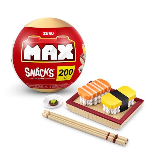 MAX Premium Snacks Bausteine,Sushi (bis zu 200 Teile, 6 zum Sammeln). Bausteine für Teenager, Erwachsene und Sammler. Baue, sammle und präsentiere deine Sammlung an leckeren Snacks! von Zuru