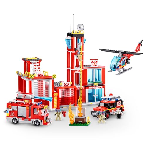 Max Build More 83165 (976 Teile) Fire Station MAX Adventure Spielset Feuerwache Bausteine Spielzeug für Kinder ab 5 Jahren Fahrzeuge Auspacken Entdecken von Max Build More