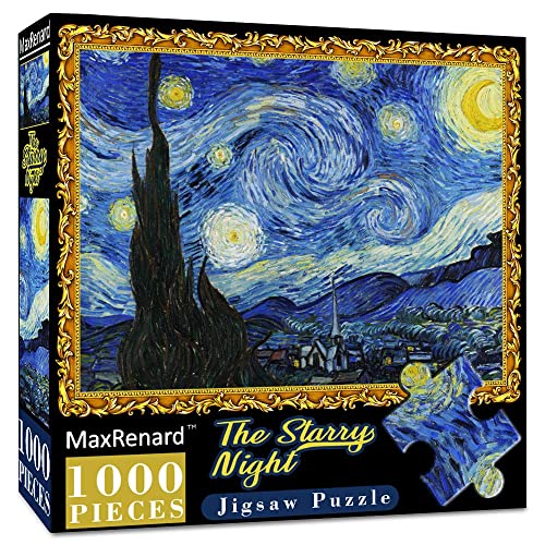 MaxRenard 1000 Teile Puzzle für Erwachsene Sternennacht Puzzle 1000 Teile Van Gogh Puzzle Coole Klassische berühmte Gemälde von MaxRenard