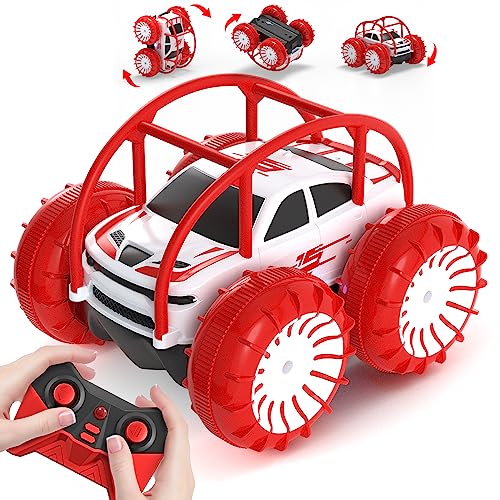 MaxTronic Amphibisches Ferngesteuertes Auto mit LED Licht, Direktladung Wasserdichter RC Stunt Auto 360° Flips, 4WD 15KM/H Offroad 2.4G MonsterTruck Spielzeug Mädche Jungen für Kinder ab 3 Jahren von MaxTronic