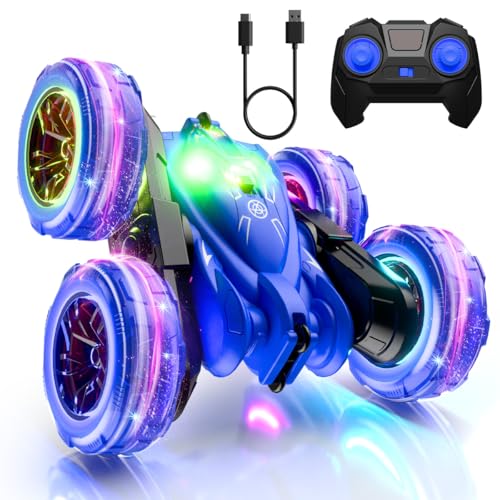 MaxTronic Direktladung Ferngesteuertes Auto mit LED Licht, Coole Stunts mit 360° Drehung, 4WD 2.4G 15KM/h RC Auto, Monstertruck Spielzeugauto Geschenk für Kinder ab 3 Jahren, Junge und Mädchen von MaxTronic