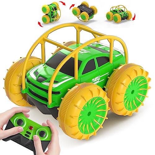 MaxTronic Direktladung Ferngesteuertes Auto, Stunt 360° Flips Drehbar Kinder ab 3 Jahre, Wasserdichter RC Monstertruck Offroad Pool Strand Spielzeug, Coolem Licht, Geschenk für Mädchen Jungen von MaxTronic