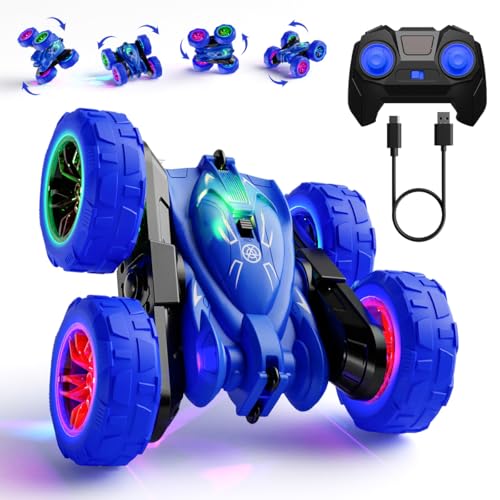 MaxTronic Direktladung Ferngesteuertes Auto mit LED Licht, RC Stunt Auto 360° Flips, 4WD 2.4GHz MonsterTruck Offroad Spielzeug Geschenk Mädche Jungen für Kinder ab 3 Jahren von MaxTronic