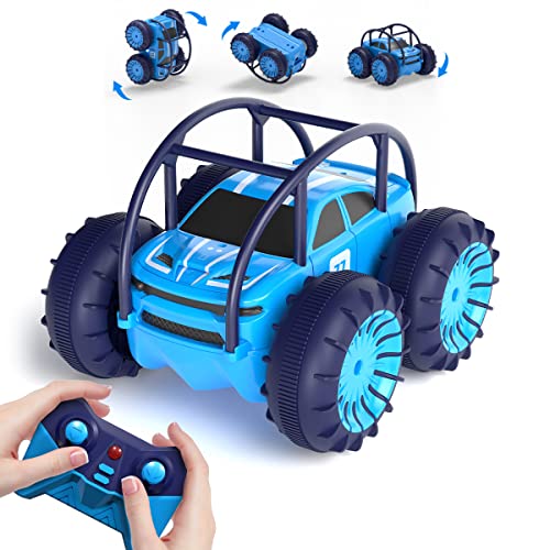 MaxTronic Direktladung Ferngesteuertes Auto mit LED Licht, Amphibien Wasserdichter RC Stunt Auto 360° Flips, 4WD 15KM/H Offroad 2.4G MonsterTruck Spielzeug Mädche Jungen für Kinder ab 3 Jahren von MaxTronic