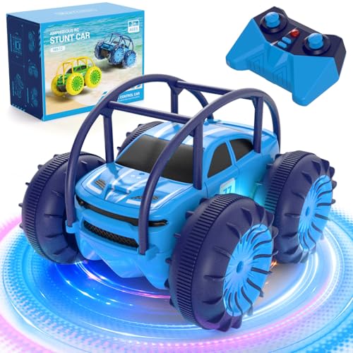 MaxTronic Ferngesteuertes Auto, Direktladung Amphibien Wasserdichter RC Stunt Auto mit LED Licht, 360° Flips, 4WD 15KM/H Offroad 2.4G MonsterTruck Spielzeug Mädche Jungen für Kinder ab 3 Jahren von MaxTronic