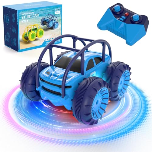 MaxTronic Auto telecomandate Amphibien Ferngesteuertes Auto, Wiederaufladbares Direktladen RC Auto 360° Salto wasserdichtes RC Stunt Auto 2.4G 15KM/H 4WD Allrad Geländewagen Spielzeug für Jungen von MaxTronic