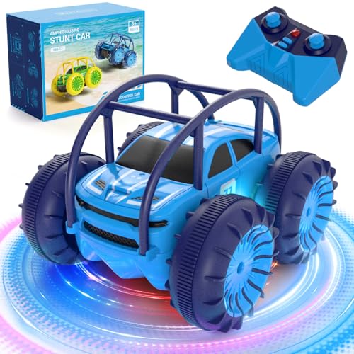 MaxTronic telecomandate, Amphibien Ferngesteuertes Auto, Wiederaufladbares Direktladen RC Auto 360° Salto wasserdichtes RC Stunt Auto 2.4GHz 15KM/H 4WD Allrad Geländewagen Spielzeug Jungen von MaxTronic