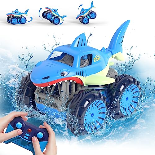 Schnelles direktes Aufladen von ferngesteuerten Autos, wasserdichtes Stunt Car mit ON/Off Cool LED, Monster Truck 2.4GHz 4WD Indoor Outdoor Kids RC Spielzeug Geschenkideen für Jungen Mädchen von MaxTronic