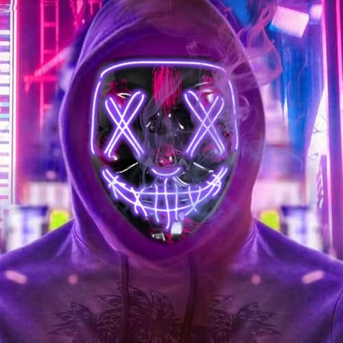 Maxee LED Maske Halloween mit 3 Beleuchtungs Modi, Leuchtende Halloween Maske, Beleuchtung Grusel Grimasse Maske，Horror Totenkopf Maske für Fasching Kostümspiele Cosplays Partys-01 von Maxee