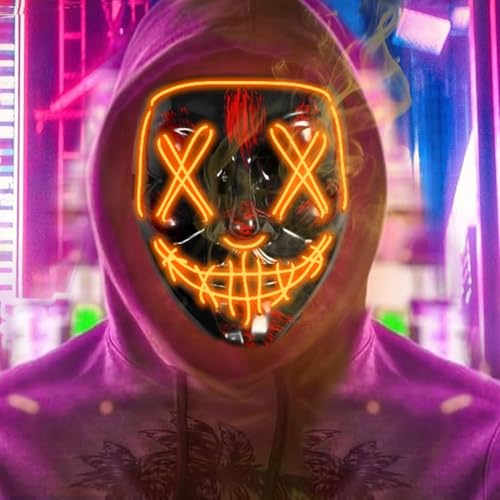 Maxee LED Maske Halloween mit 3 Beleuchtungs Modi, Leuchtende Halloween Maske, Beleuchtung Grusel Grimasse Maske，Horror Totenkopf Maske für Fasching Kostümspiele Cosplays Partys D von Maxee