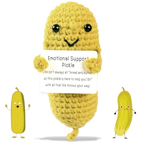 Maxee Lustige Positiver Gurke Puppe, Pocket Hug Geschenk, Handmade Mini Plüsch Figuren Positive Pickle, Kreative Sammlerpuppen, Glücksbringer für Prüfungen, Motivationsgeschenke für Freund von Maxee