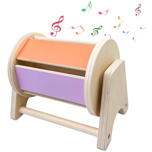 Maxentico Montessori Spielzeug ab 6 Monate, Holzspielzeug Baby, Wooden Holz Spinning Drum Toys, Spinntrommel für Babys 1 Jahre Alt, für Mädchen, Kleinkinder Beste Geschenkidee Kinderspielzeug von Maxentico