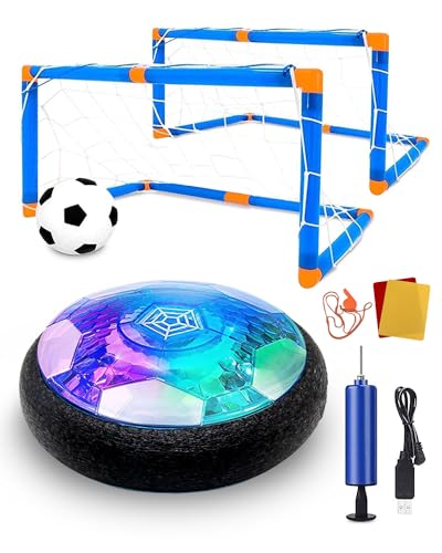 Maxesla Air Power Fußball Set, Wiederaufladbar Hover Soccer Ball Fussball mit weichen Schaumstoff-Protektoren und LED-Licht, Air Power Soccer mit 2 Toren, Geschenke für Kinder von 3 bis 12 Jahren von Maxesla