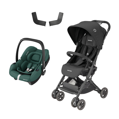 MAXI COSI Buggy Lara² Essential Black inkl. Babyschale CabrioFix i-Size Essential Green + Adapter von Maxi Cosi