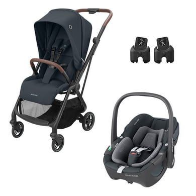 MAXI COSI Kinderwagen Leona und Babyschale Pebble 360 Essential Graphite inklusive Adapter von Maxi Cosi