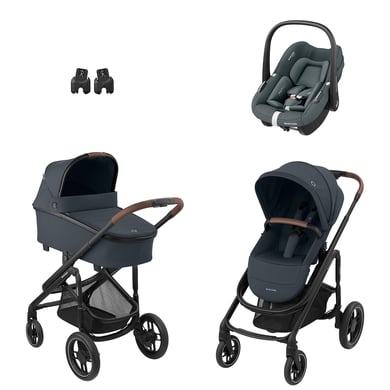 MAXI COSI Kombikinderwagen Plaza Plus Essential Graphite inkl. Babyschale Pebble S Tonal Graphite und Adapter Baby Black von Maxi Cosi