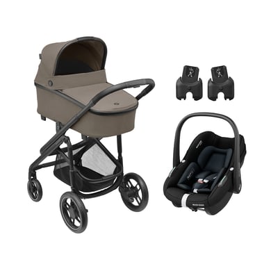 MAXI COSI Kombikinderwagen Plaza Plus Twillic Truffle inkl. Babyschale Pebble S Tonal Black und Adapter Baby Black von Maxi Cosi