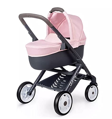 Smoby Maxi-Cosi Puppenwagen rosa für Kinder ab 3 Jahren, Puppenstubenwagen und Kinderwagen Einkaufskorb von MaxiCosi & Quinny