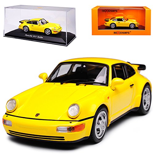 Porsche 911 964 Turbo Coupe Gelb 1988-1994 1/43 Minichamps Maxichamps Modell Auto mit individiuellem Wunschkennzeichen von Maxichamps Minichamps