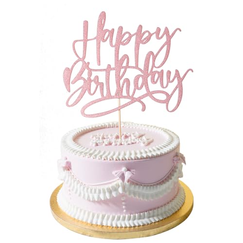 Maxqzin Happy Birthday Cake Topper Pink Cake Topper Birthday Cake Topper Glitter Happy Birthday Cake Bunting Decor for Celebrating Happy Birthday Anniversary Theme Party Cake Decorations Supplies von Maxqzin