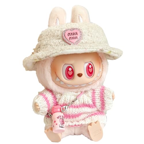 May Huang Bekleidung für 17cm Labubu Plüsch, Kuscheltier Kleidung Outfit nur Bekleidungs zubehör für 17cm Labubu Plush Pullover Hoodie Bekleidung DIY Kinder Geschenke (H) von May Huang