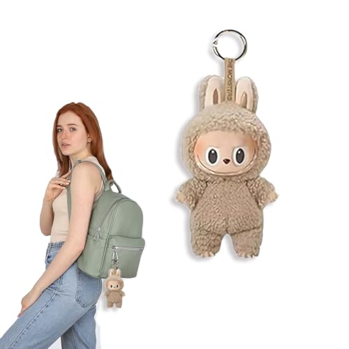 May Huang Labubu Plush Keychain,Labubu Schlüsselanhänger,Labubu Monster Keychain,Labubu Kuscheltier,Labubu Toy Doll, Labubu Stofftierpuppe, Labubu Plüschtier, Geschenk für Kindergeburtstage(Khaki) von May Huang