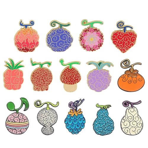 14 OP Devil Fruit Brooches Anime Metall Abzeichen Mehrfarbig Devil Fruit Brosche Accessories Kleidung Stoff Tasche Rucksack Dekoration Fur Fans Collection Geschenk von MayDee