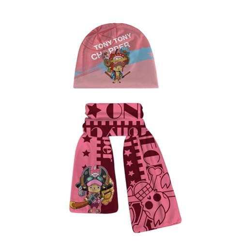 2 Stück Anime Tony Chopper Schal & Strickmütze, Herbst Und Winter Warmes Set, Weich Und Bequem Hautfreundlich Für Kinder Studenten Unisex von MayDee