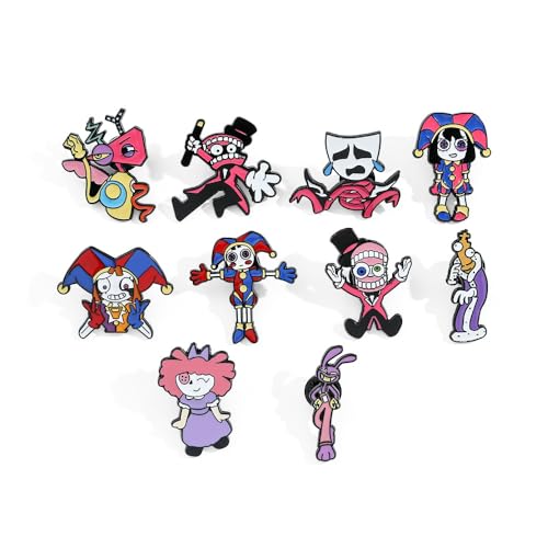 Amazing Digital Circus Abzeichen, Freaky Clown Schwarz Humor Metall Badge, Kostüm Rucksack Accessoire, 10pcs 1 Set Brosche Geschenk von MayDee