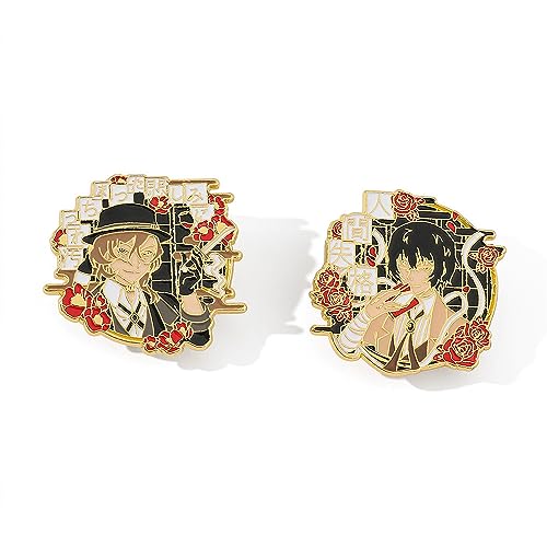 Bungo Stray Dogs Brooches 2pcs Dazai Nakahara Chuuya Fanzine Figur Metall Abzeichen Brosche Cosplay Accessories Für Fan von MayDee