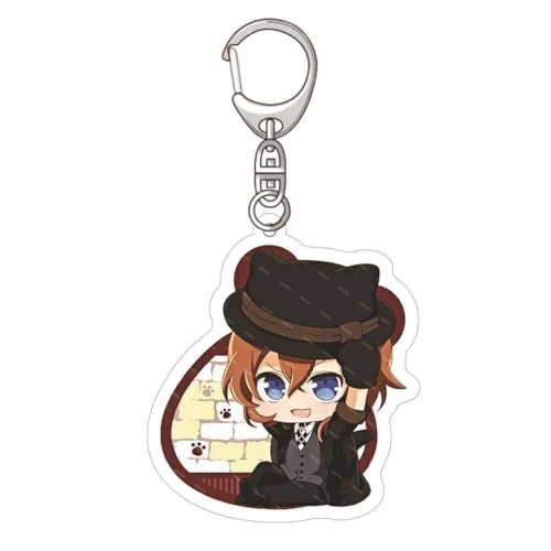 Bungo Stray Dogs Manga Schlüsselanhänger Dazai Akutagawa Anime Chibi Figur Anhänger Acryl Schlüsselanhänger Für Fans Sammlung 6cm Keychain (A) von MayDee