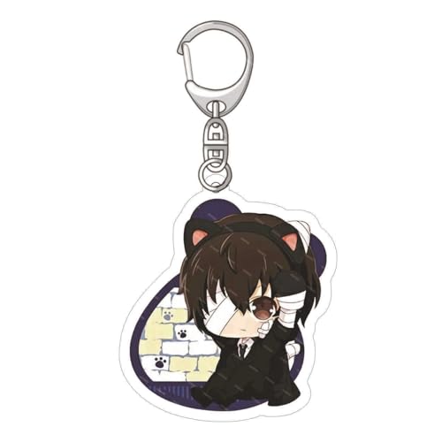 Bungo Stray Dogs Manga Schlüsselanhänger Dazai Akutagawa Anime Chibi Figur Anhänger Acryl Schlüsselanhänger Für Fans Sammlung 6cm Keychain (B) von MayDee